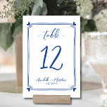 Numeração De Mesa Casamento Whimsical Desenhado com Mão Azul<br><div class="desc">Número Da Mesa De Casamento Quimérico Desenhada À Mão Azul. Esta adorável placa de números de tabela apresenta um quadro sutil desenhado à mão com corações pretos em cada canto, criando um design divertido, mas elegante, que rodeia gentilmente o número da mesa. A mistura de fontes escritas e manuscritas acrescenta...</div>