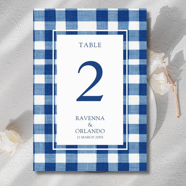 Numeração De Mesa Casamento Xadrez Azul Bebê Azul Marinho Clássico (Criador carregado)