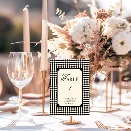 Numeração De Mesa Casamento Xadrez Preto e Marfim Retro Old Money