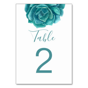 Numeração De Mesa Casca de água suculenta. Casamento teal de cacto