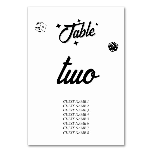 Numeração De Mesa Casino de Destino de Las Vegas White Negro (Verso)