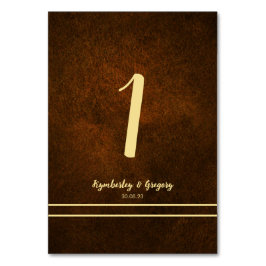 Numeração De Mesa Castanho Escuro Escuro Chic Texturizado Dourado