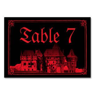 Numeração De Mesa Castelo Gótico de Vampiros Casamento Preto Vermelh