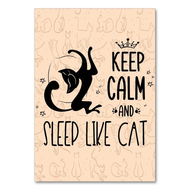 Numeração De Mesa Cat Lover Fique Calmo E Dorme Como Gato (Frente)