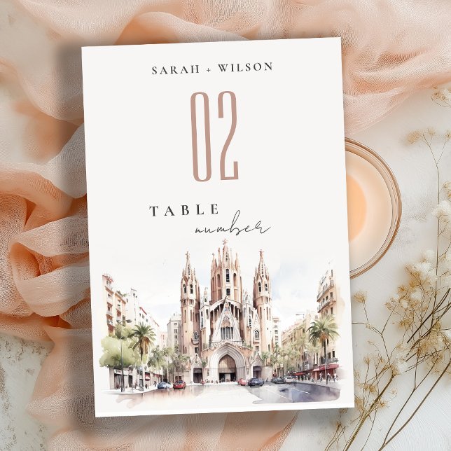 Numeração De Mesa Catedral de Barcelona Casamento por Aquarela Espan (Criador carregado)