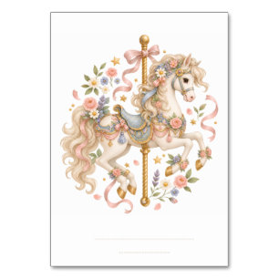 Numeração De Mesa Cavalo de Carrossel Elegante Conto de Fadas Francê