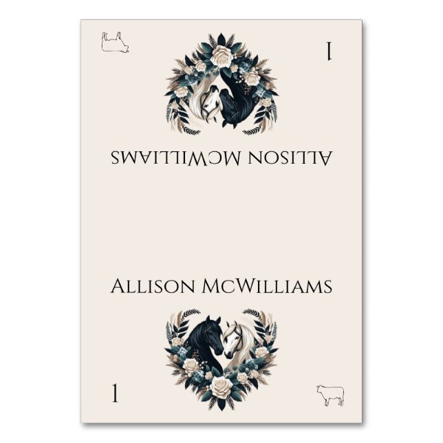 Numeração De Mesa Cavalos de Casamento no Amor com Carne (Frente)