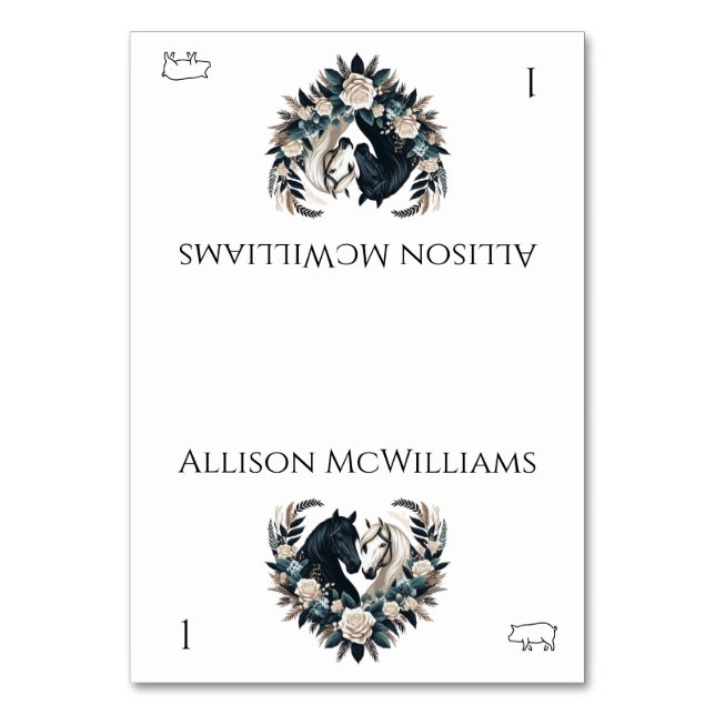 Numeração De Mesa Cavalos de Casamento no Amor - Porco (Frente)