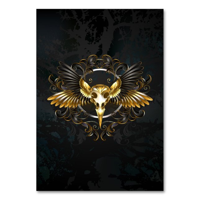 Numeração De Mesa Caveira de ouro sobre fundo preto (Frente)