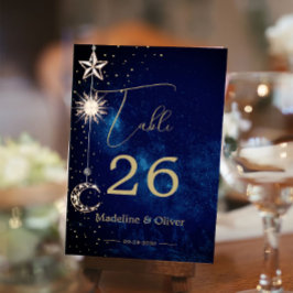 Numeração De Mesa Celestial Sky Moon Stars Casamento Elegante