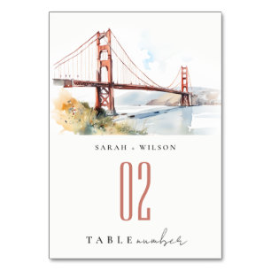 Numeração De Mesa Cena de Casamento da Ponte Golden Gate de São Fran