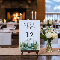 Cena de Casamento em Aquarela de Lago em Montanha