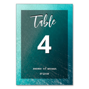 Numeração De Mesa Cena de casamento tropical simples de verão na pra