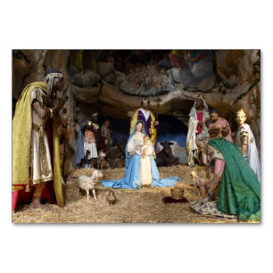 Numeração De Mesa Cena de Natal Antiquada