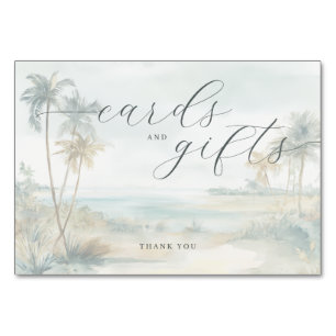 Numeração De Mesa Cena de Praia em Aquarela Pastel Tranquila