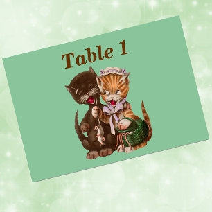Numeração De Mesa Cesto de Presentes de Gatos Vintage