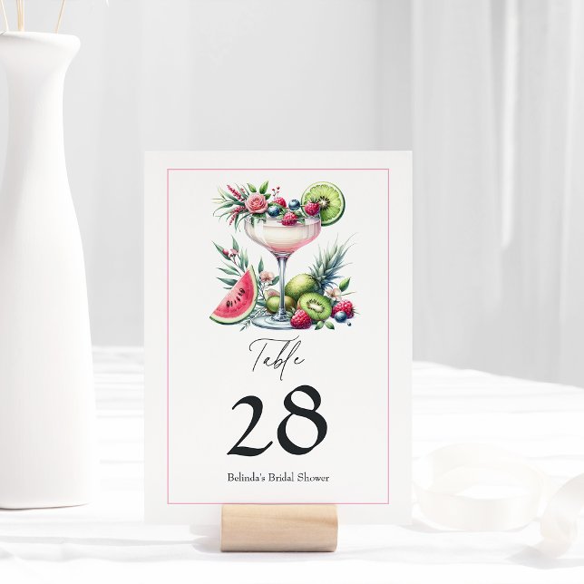 Numeração De Mesa Chá de Bebê da Margarida Rosa (Pink Margarita Bridal Shower Table Number)