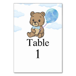 Numeração De Mesa Chá de Bebê do Ursinho de Pelúcia Azul