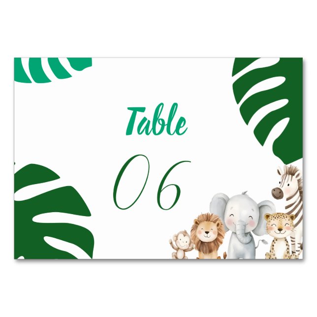Numeração De Mesa Chá de Bebê Personalizado Safari (Frente)