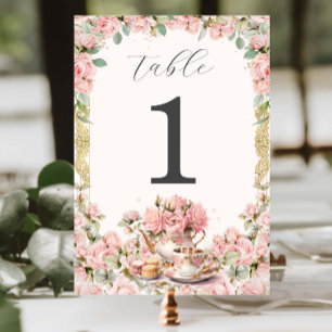 Numeração De Mesa Chá de Bebê Vintage Rosa Floral Festa de Criança N