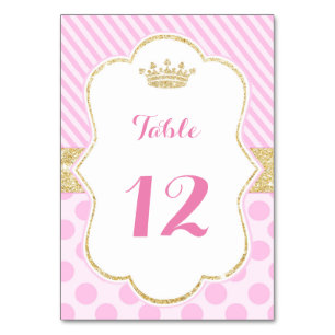 Numeração De Mesa Chá de fraldas cor-de-rosa de mesa princesa