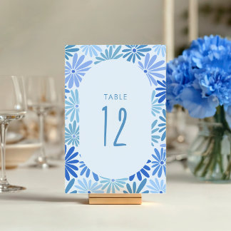 Numeração De Mesa Chá de fraldas de Groovas Florais Azul e Teal