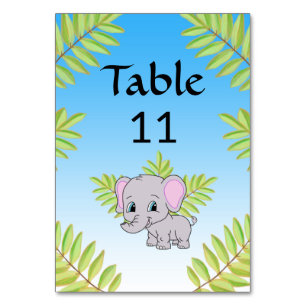 Numeração De Mesa Chá de fraldas do Tema do Ombro Azul do Elefante C