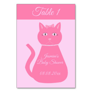 Numeração De Mesa Chá de fraldas Personalizado De Gata De Bebê Rosa