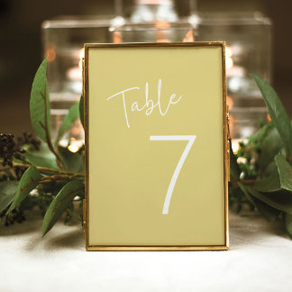 Numeração De Mesa Chá de fraldas Simples Amarelo de Script Moderno