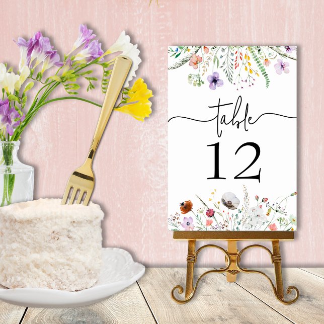 Numeração De Mesa Chá de Noiva com Flores Silvestres (Wildflower bridal shower table number cards - order ULTRA HEAVY 240 lb paper or Semi-Gloss 110 lb)