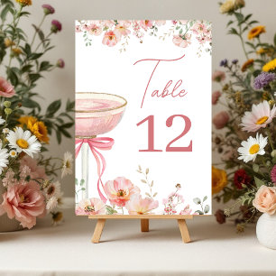 Numeração De Mesa Chá de Noiva Love in Bloom com Laço Rosa Champanhe