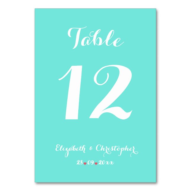 Numeração De Mesa Chá de panela de Casamento Branco Elegante de Turq (Frente)