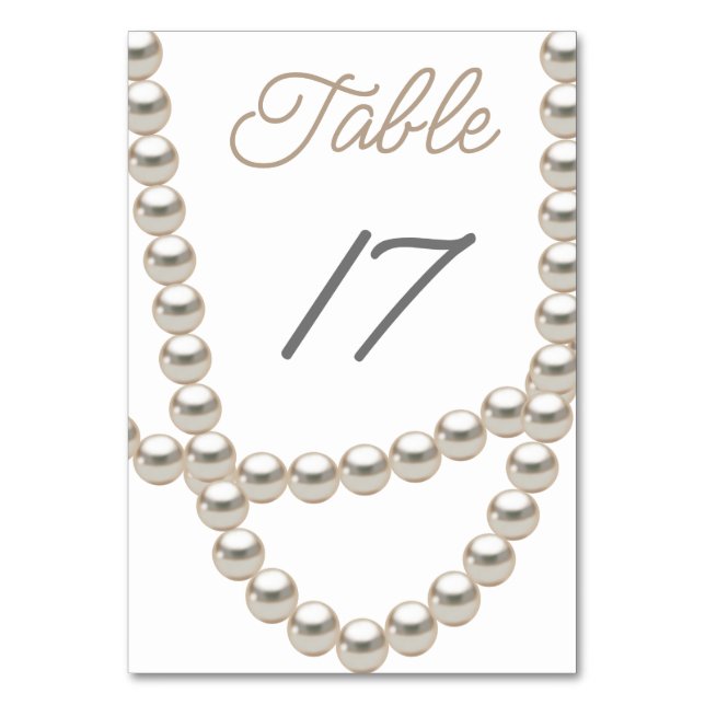 Numeração De Mesa Chá de panela de Colar de Pérolas Elegante (Frente)