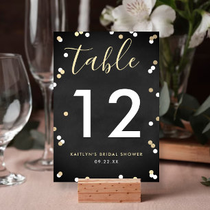 Numeração De Mesa Chá de panela Gold Foil Confetti