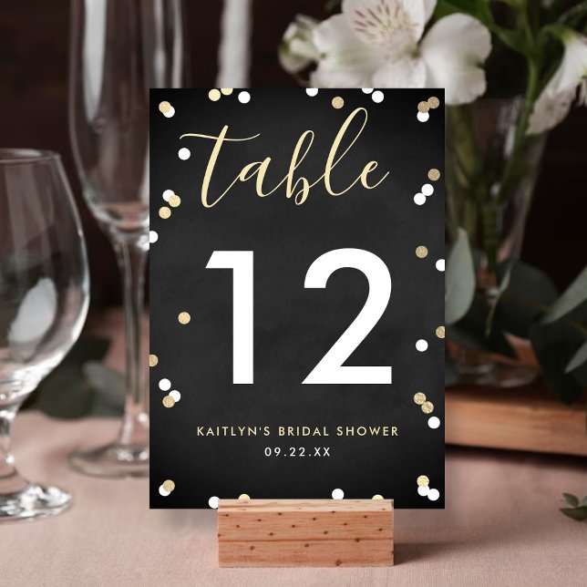 Numeração De Mesa Chá de panela Gold Foil Confetti (Criador carregado)