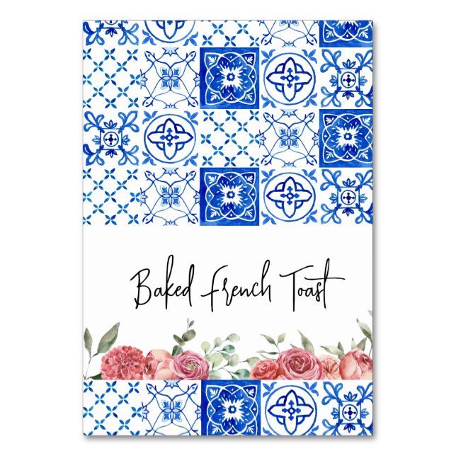 Numeração De Mesa Chá de panela Rosa Floral da Itália mediterrânica (Frente)