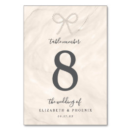 Numeração De Mesa Champagne Pearl Bow Elegant Luxury Wedding
