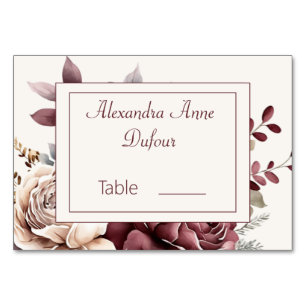 Numeração De Mesa Champanhe e Casamento Floral de Burgandy