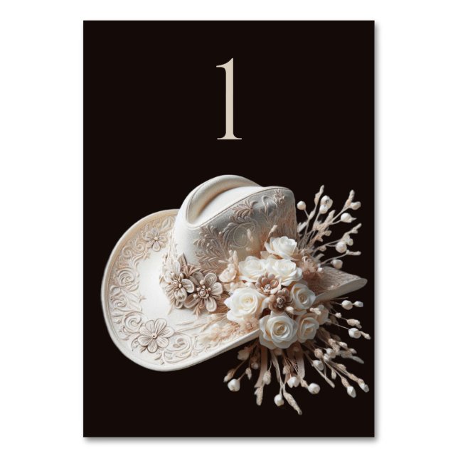 Numeração De Mesa Chapéu branco com flores (Frente)