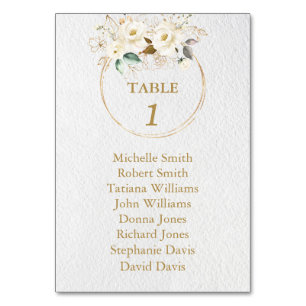 Numeração De Mesa Charm White Dourado Flores Batismo Gráfico Sentad