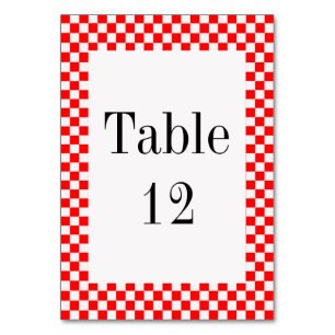 Numeração De Mesa Checkerboard vermelho e branco clássico por STaylo
