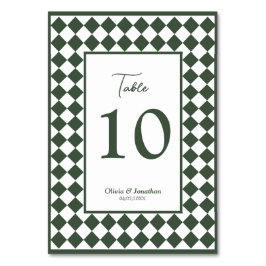 Numeração De Mesa Checkered Simple Modern Dark Green Wedding