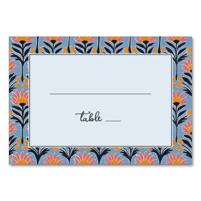 Numeração De Mesa Cheerful Blue Floral Border (Frente)