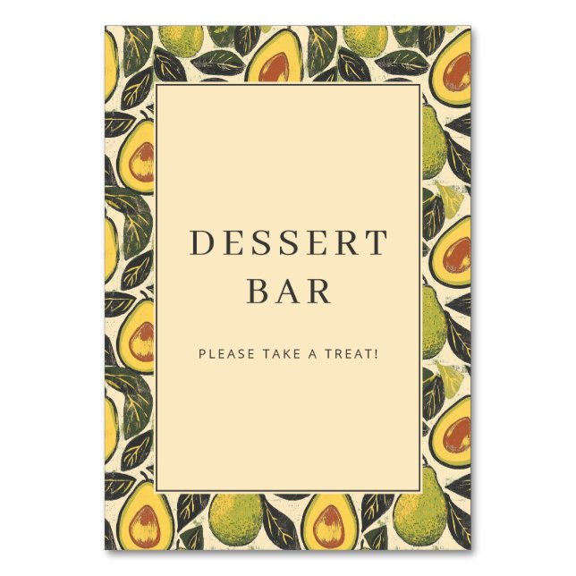 Numeração De Mesa Cheerful Green Avocado Illustration Border (Frente)