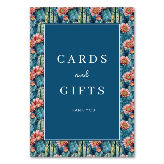 Numeração De Mesa Cheerful Navy Botanical Cactus Border (Frente)