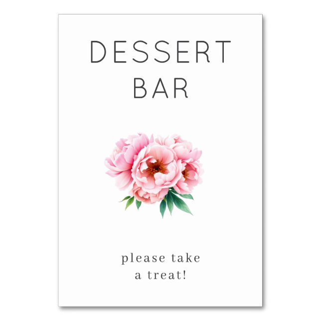 Numeração De Mesa Cheerful Pink Floral Dessert Sign (Frente)