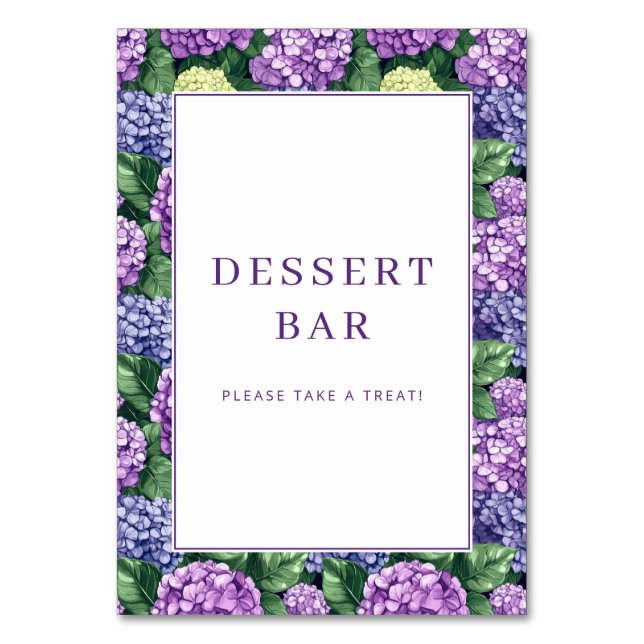 Numeração De Mesa Cheerful Purple Floral Hydrangea Border (Frente)