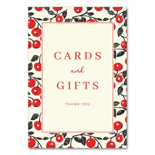 Numeração De Mesa Cheerful Red Cherry Whimsical Border (Frente)