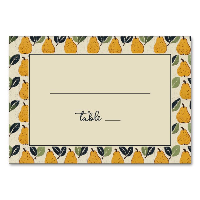 Numeração De Mesa Cheerful Yellow Pear Illustration Border (Frente)