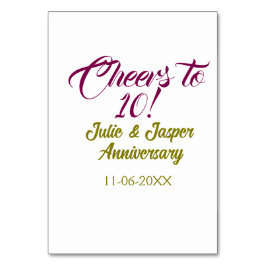 Numeração De Mesa Cheers to 10th wedding anniversary mauve golden na